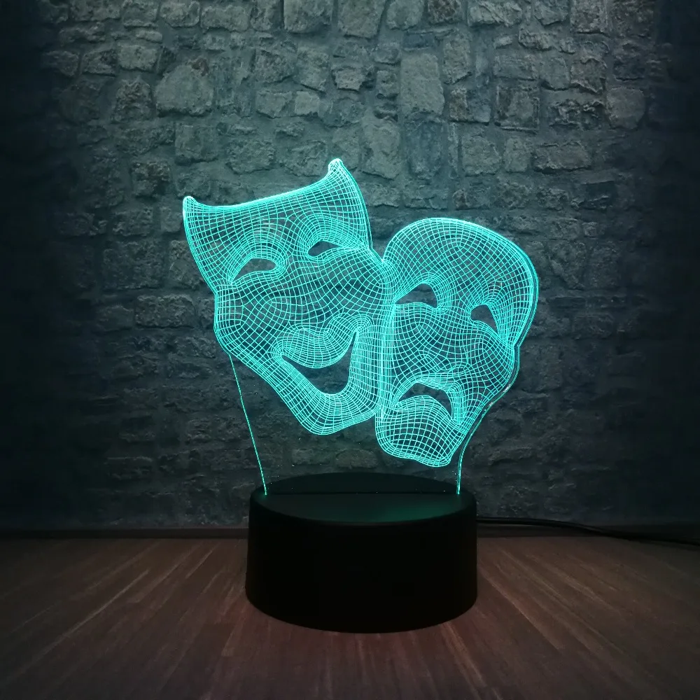 Мультипликационный персонаж Дионис комедия и Tradegy маска 3D светодиодная лампа 7