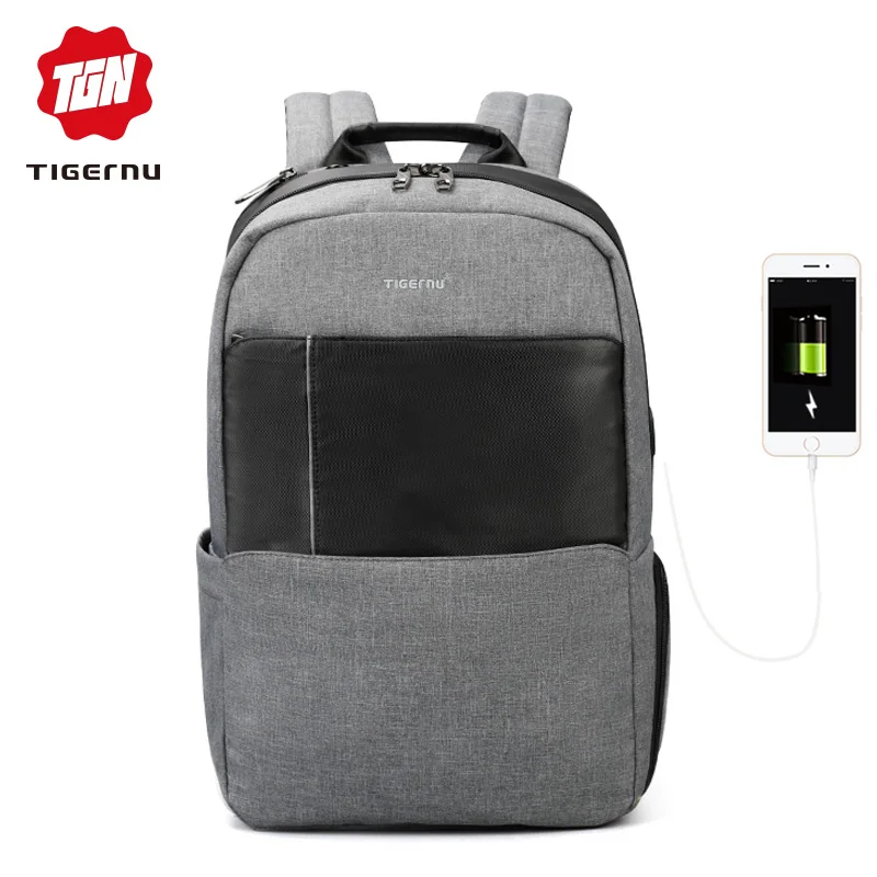 Grey black Tigernu бренд 15,6 ноутбук рюкзак мужская школьная сумка рюкзаки для подростков мальчиков Анти Вор ежедневный рюкзак для путешествий для мужчин женщин - Цвет: Grey black