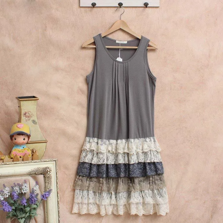Robe Femme Tunique Харадзюку вязаное льняное платье Мори для девочек кружевное Лолита