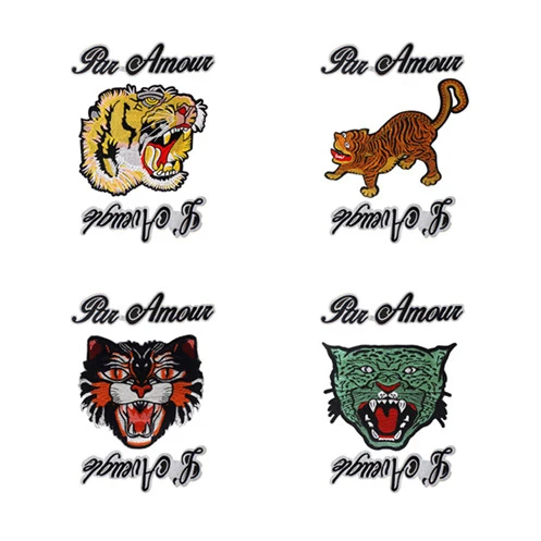 Вышивка большой Тигр патч вышивка аппликация флисовая куртка Сделай Сам модные