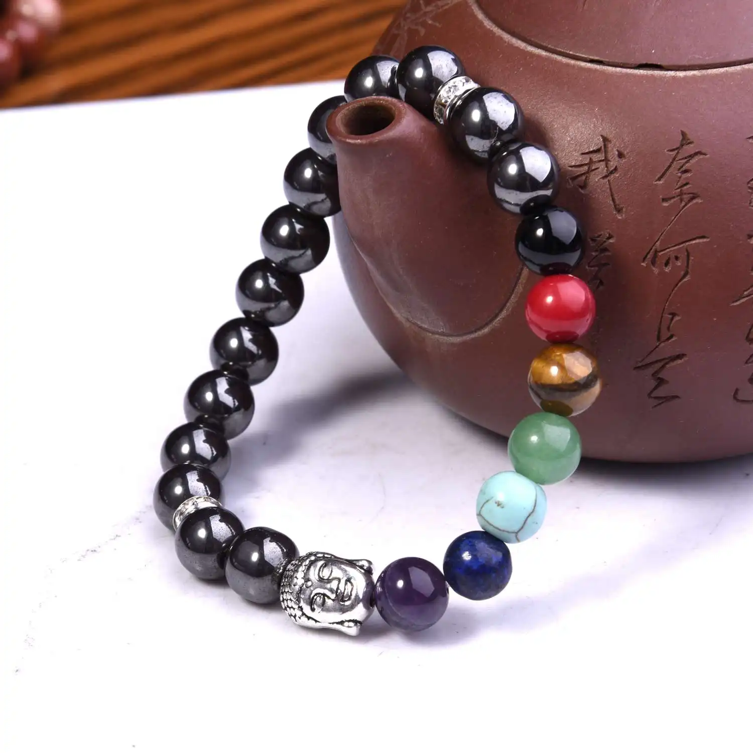 Muti-color Natural Stone Bracelets Men Lava 7 Chakra Healing Balance Beads Elephant Charm Bracelet Reiki Prayer Stones Women | Украшения и