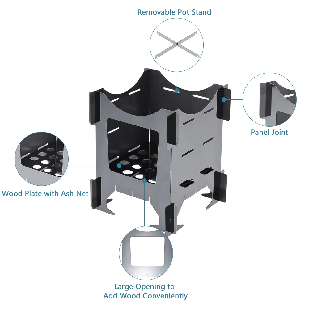 Напольная Складная дровяная печь для кемпинга портативная легкая походная плита