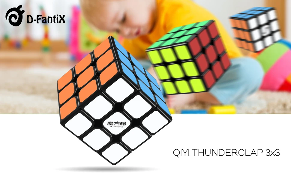 D-FantiX Qiyi Thunderclap 3x3 скоростной куб Гладкий волшебный куб головоломка 57 мм(черный