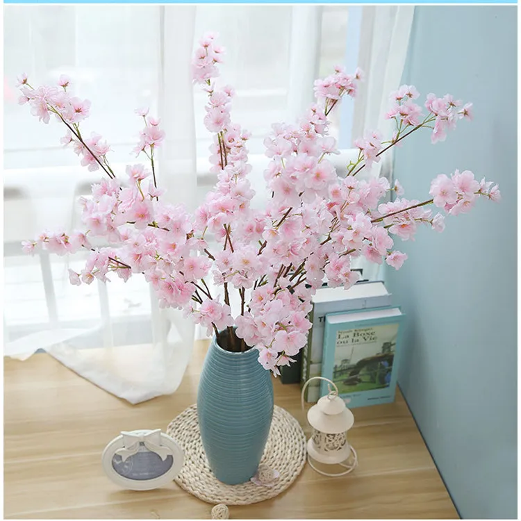High-end romantic artificial cherry blossoms fake silk flower home wedding DIY decorative flower wall flower arrangement