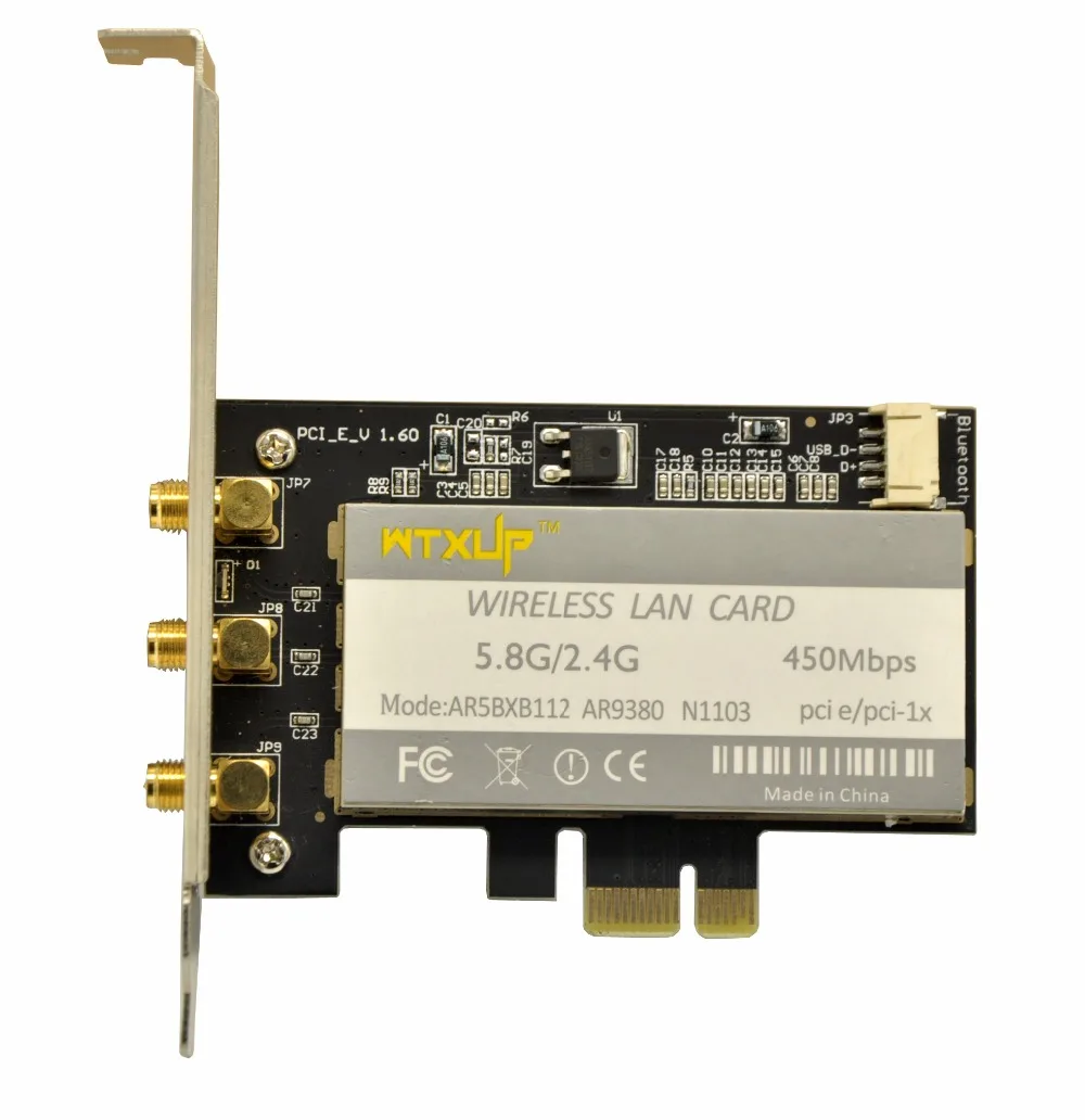 WTXUP for Atheros AR9380 AR5BXB12 802.11a/b/g/n 450Mbps PCI-E WiFi Adapter + 3 x 6dBi SMA Antenna MAC OS/Linux /Windows 8 10 | Компьютеры