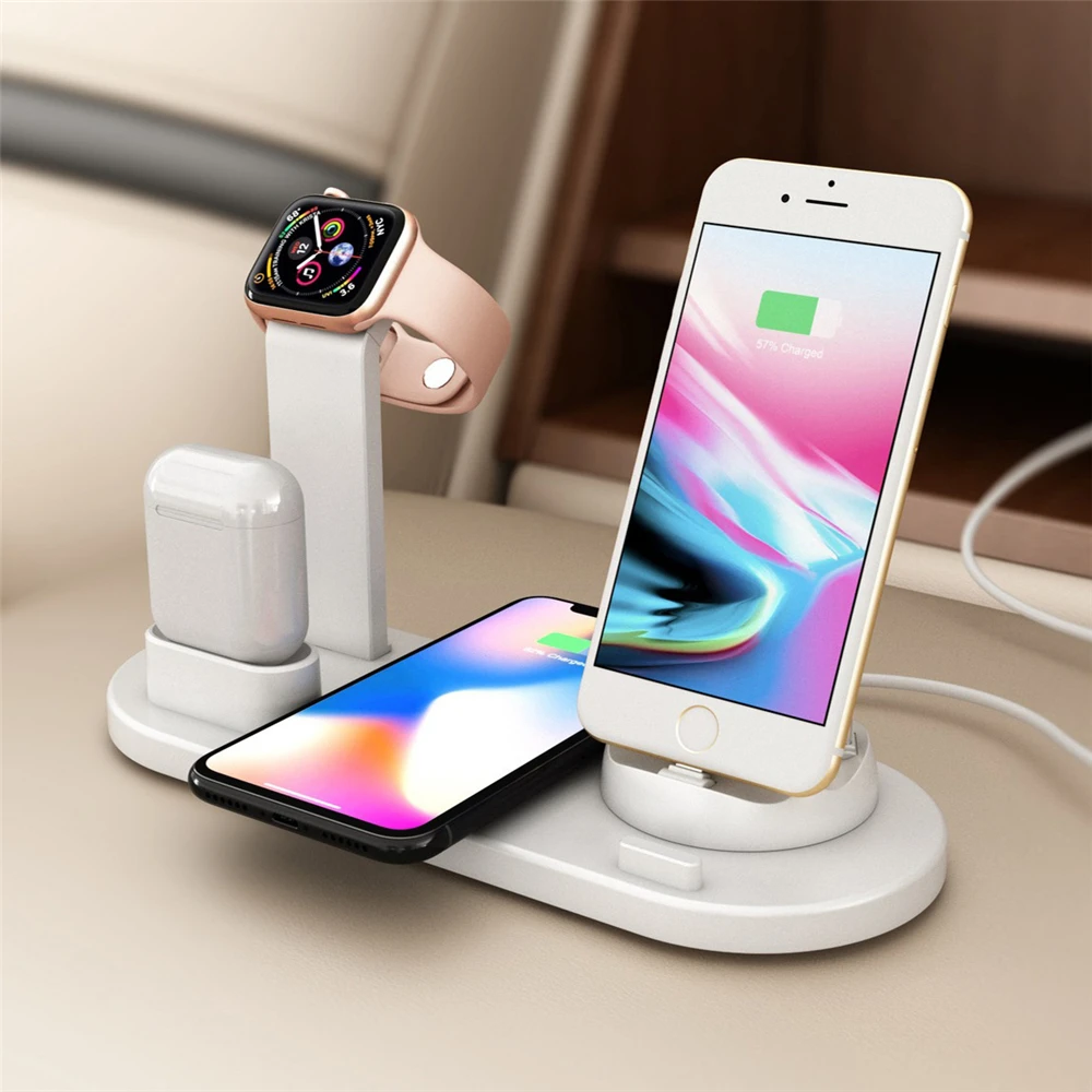 10 Вт беспроводное быстрое зарядное устройство + Type-C/Micro USB/8-контактная док-станция