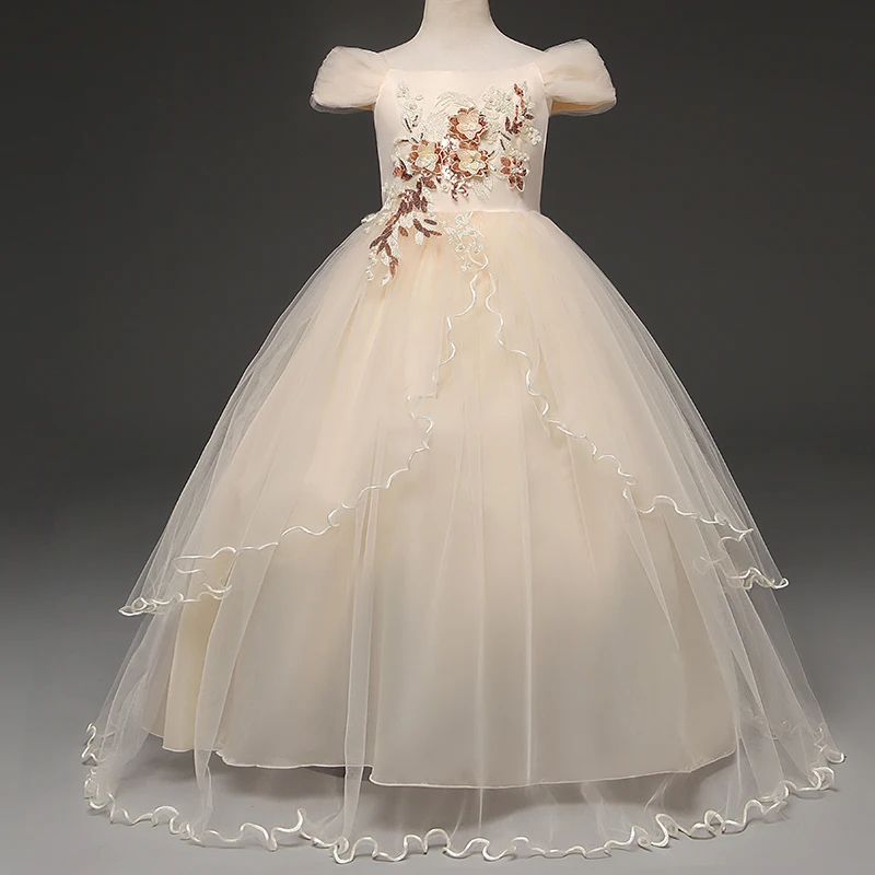 Платье для девочек вечернее элегантное с цветами на свадьбу 2019 | Детская одежда и