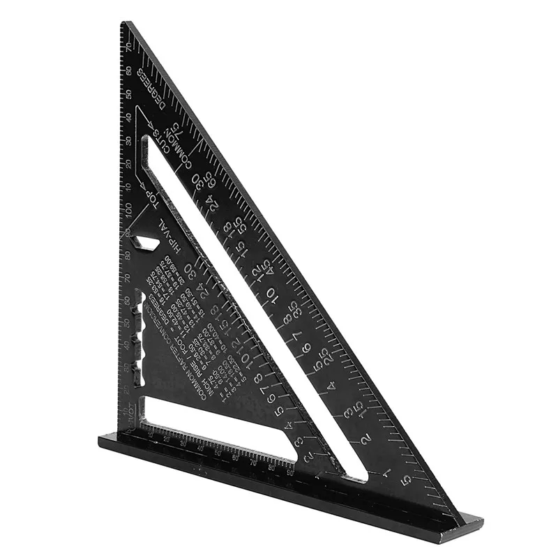 

ALLSOME 7" Black Metric Triangle Square Ruler Aluminum Alloy Speed Square Protractor Miter For Carpenter Measurement Tool HT1429