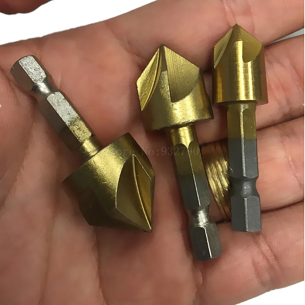 3 шт. 5 Флейта фаски столешница 1/4 &quotшестигранный хвостовик Hss 90 градусов