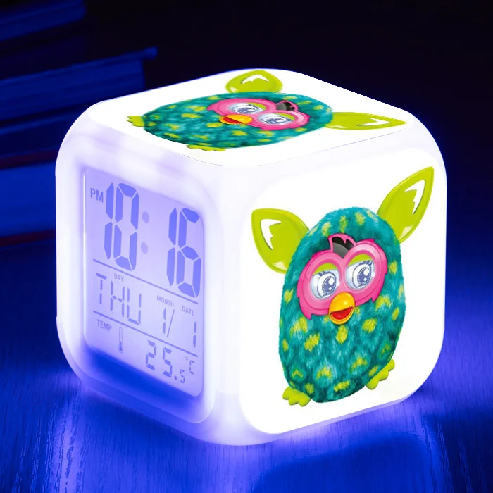 [Wanpy family] Furby будильник для детской комнаты, спальни, прикроватные настольные часы, меняющие цвет, цифровой будильник - Цвет: Шоколад