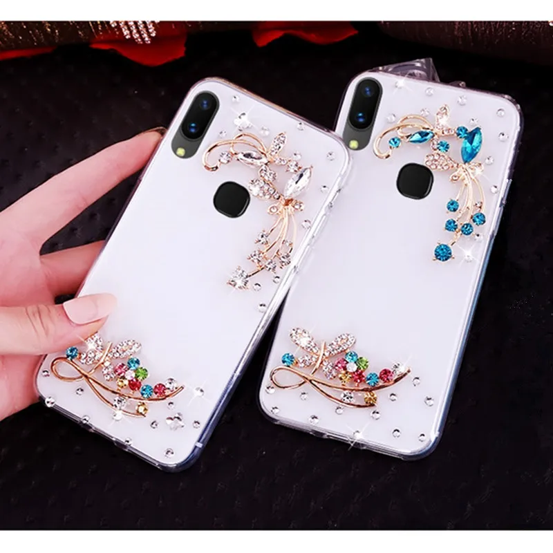 Роскошный чехол с бриллиантами и бабочками для Xiaomi Redmi Note 6 Pro 5 5A 4 4X Note3 кольцом на