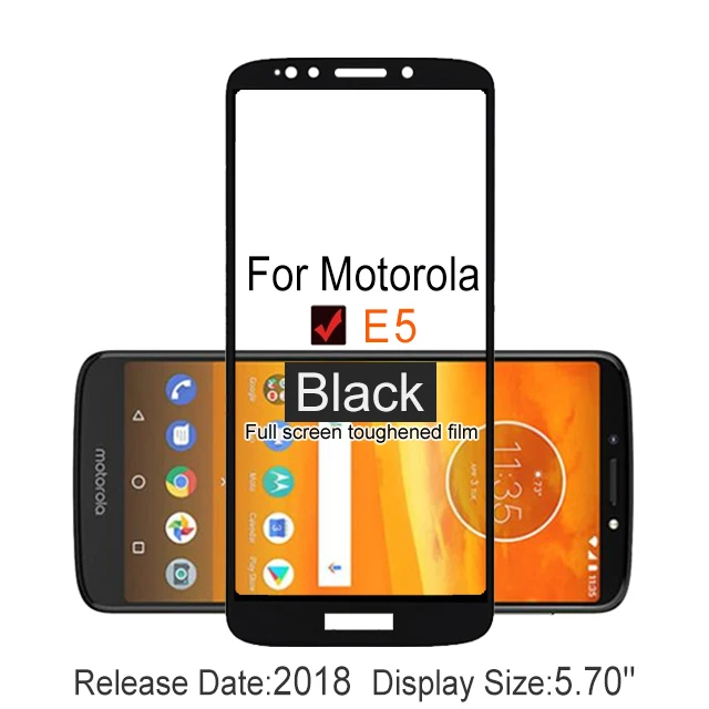 Motorola E5 Black 2 шт Полное покрытие из закаленного стекла для Motorola E5 протектор экрана на защитном стекле чехол для Moto E5 XT1944 пленка - Цвет: Motorola E5 Black