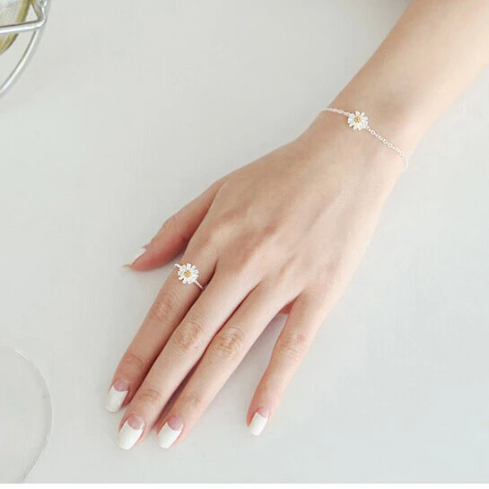 Женский браслет с цветком 2 цвета модный подарок на день рождения 925 пробы