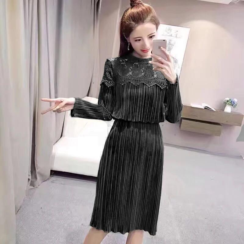 1psc solid color polyeste pleated crushed velvet fabric cloth for autumn and winter large fold dress skirt(pleated 0.5m) | Дом и сад
