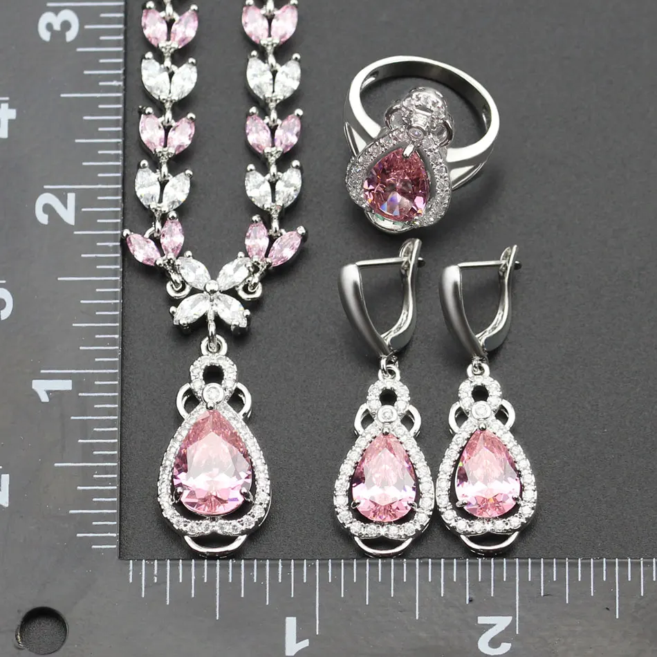 Новое поступление розовый белый циркон Ювелирные наборы для Для женщин матери