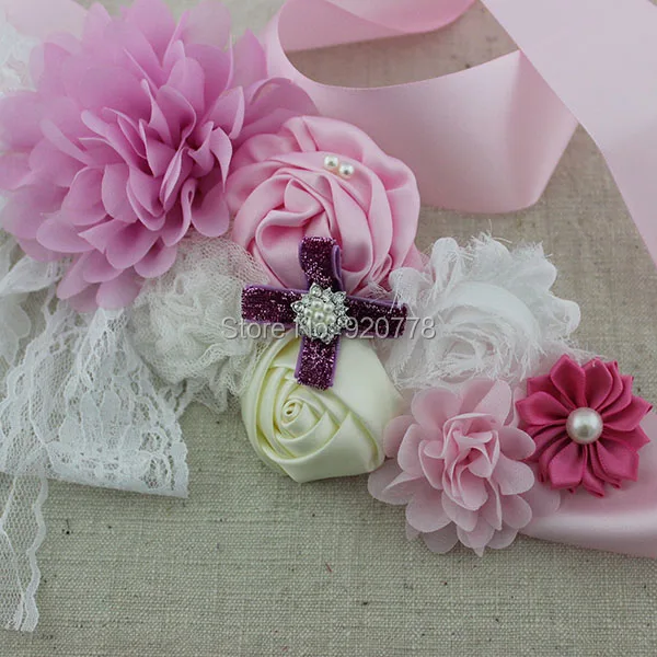 1pcs New Arrival flower girl sash pink ribbon belt Chic shabby Maternity wedding | Аксессуары для одежды