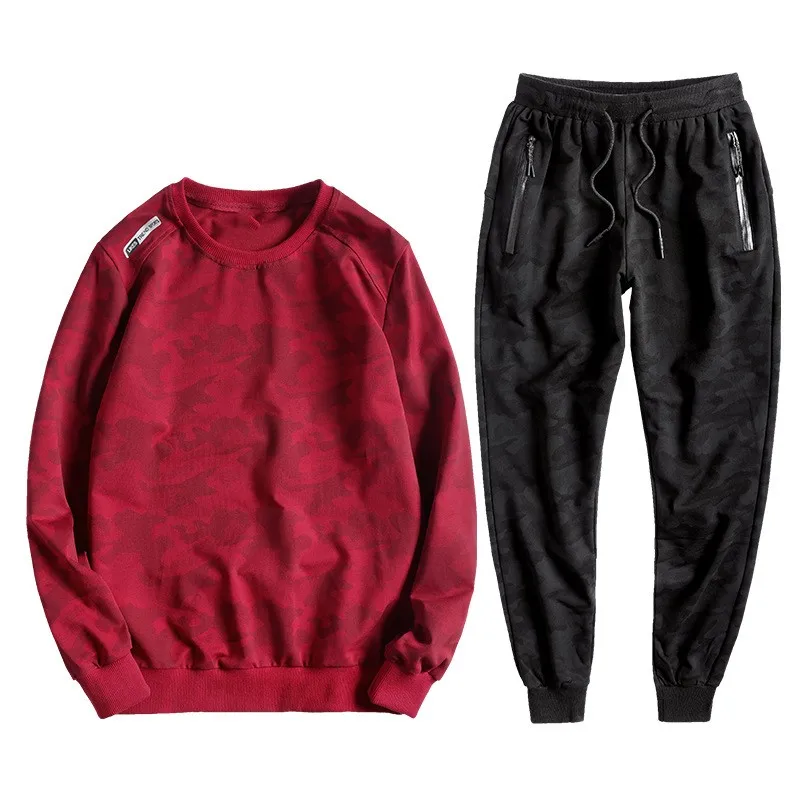 

Plus size L-7xl 8xl 9xl 10xl men casual loose camouflage large size fat o-neck long-sleeve sweatshirt sets two piece