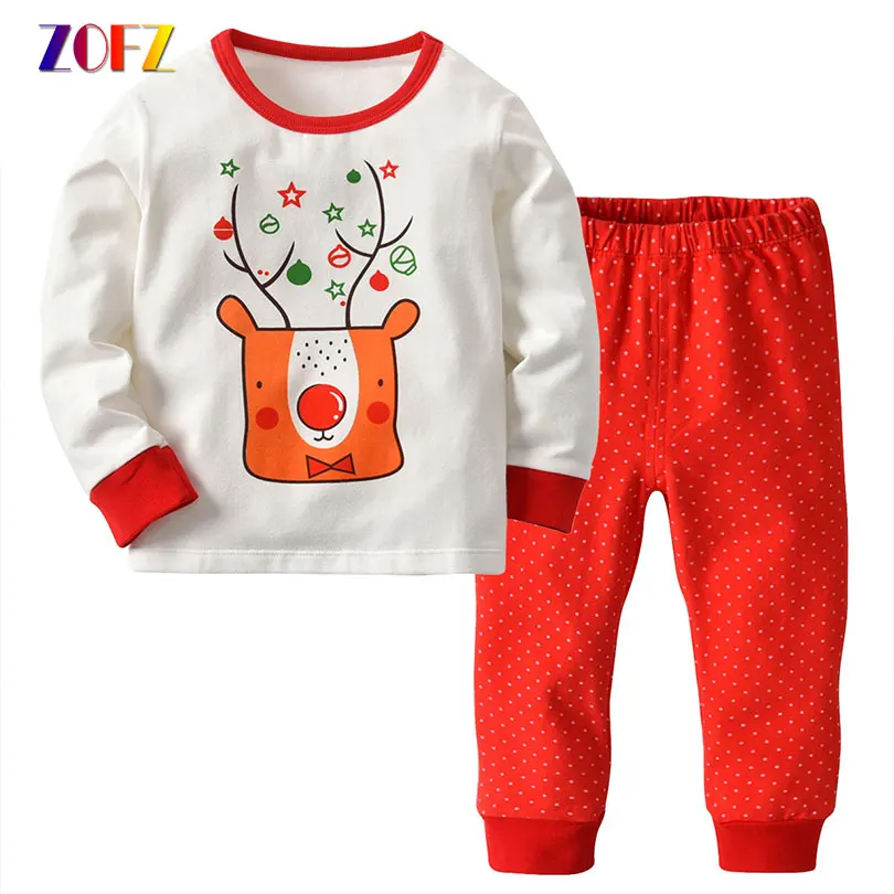 ZOFZ Девушки Одежда Набор детей Рождественская одежда осень Футболки с круглым