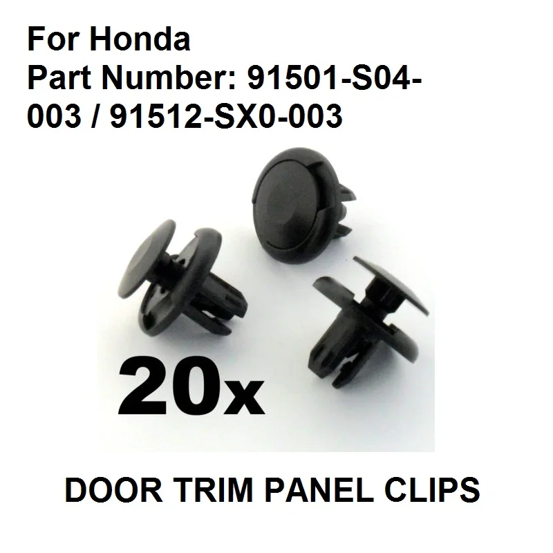 

20x Plastic For Honda Grille, Wheel Arch Lining, Splashguard & Bumper Trim Clips 91501-S04-003 / 91512-SX0-003