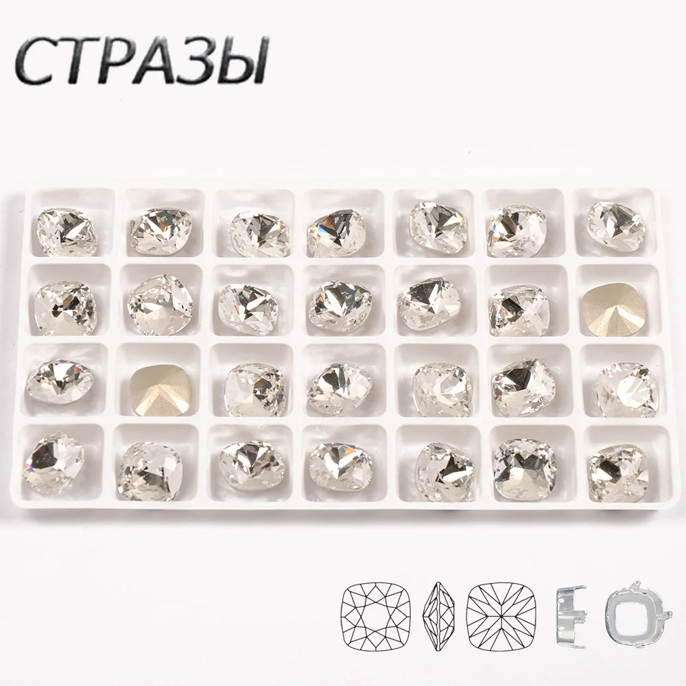 Прозрачные стеклянные стразы 8 мм, 10 мм, 12 мм, 18 мм прозрачные хрустальные пришивные стразы с когтями для шитья одежды DIY свадебное платье