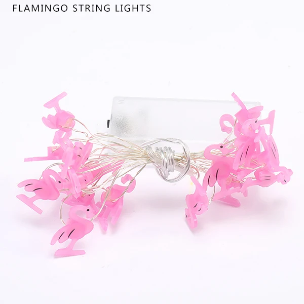 flamingo Светодиодный светильник-гирлянда с изображением фламинго, единорога, вечерние, кактус, 2 м, 20 светодиодный s медный провод, украшение для дома, светильник, Рождественский светильник, s цепочка - Испускаемый цвет: flamingo