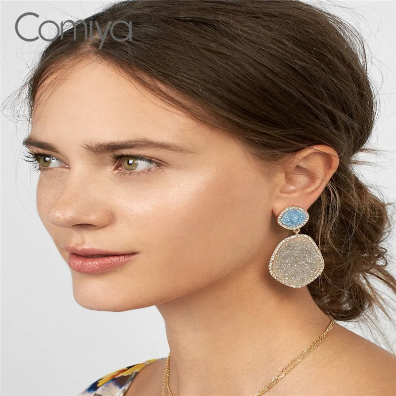 Женские серьги-подвески Comiya серьги из камней правильной геометрической формы