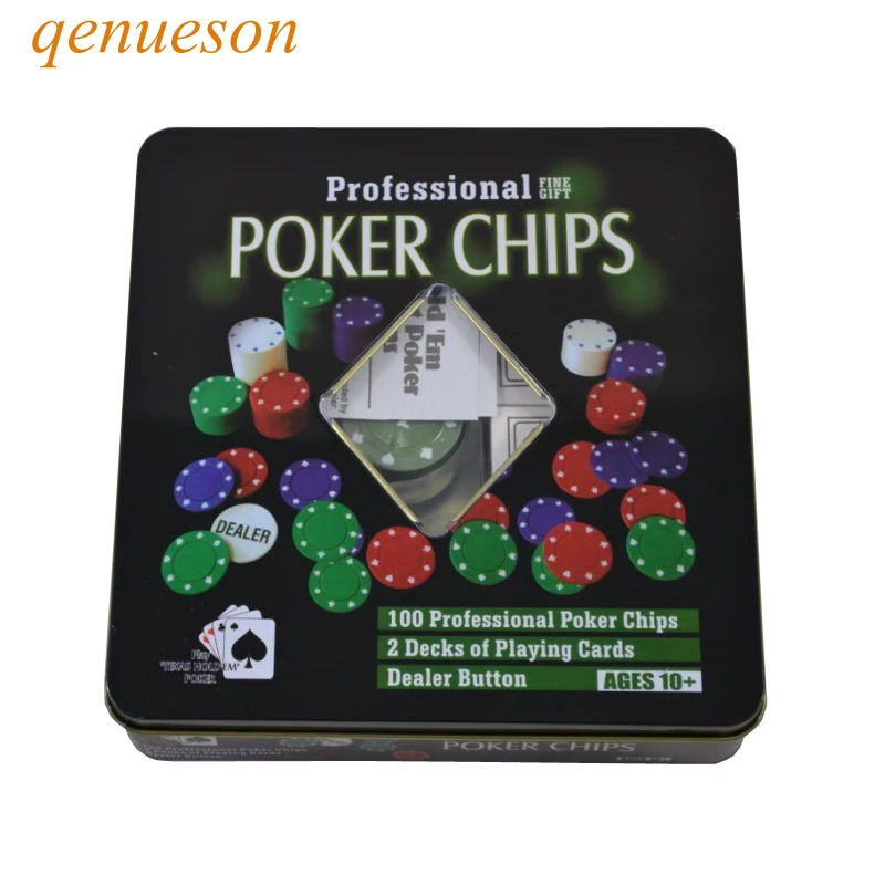 

New High quality Casino chips Texas Poker chips 100 chips game tokens square box plastic poker chips 1/5/10/25 four par qenueson