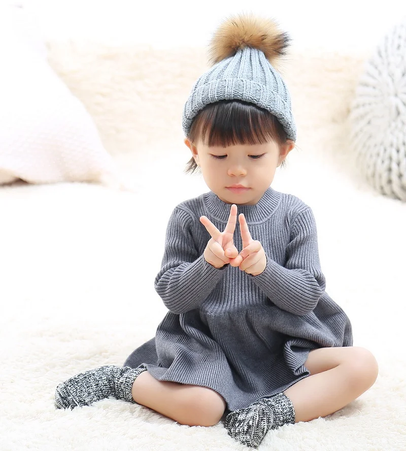 Baby girl outfit New Autumn Winter dress for Girls Wool Knitted Sweater infant Dresses Kids Clothes Vestidos | Детская одежда и
