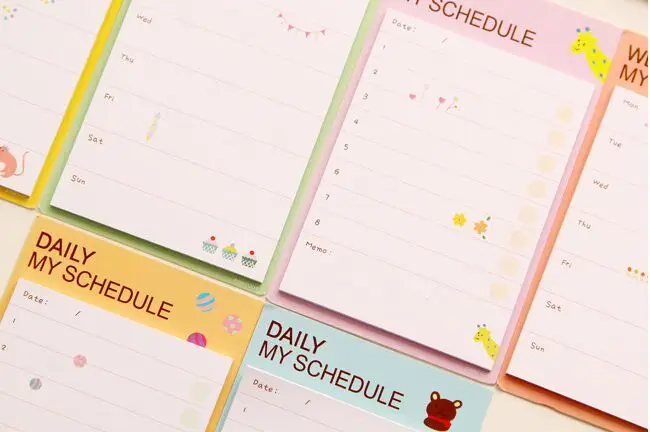 Новые Стикеры для ежедневного и еженедельного расписания блокноты записей