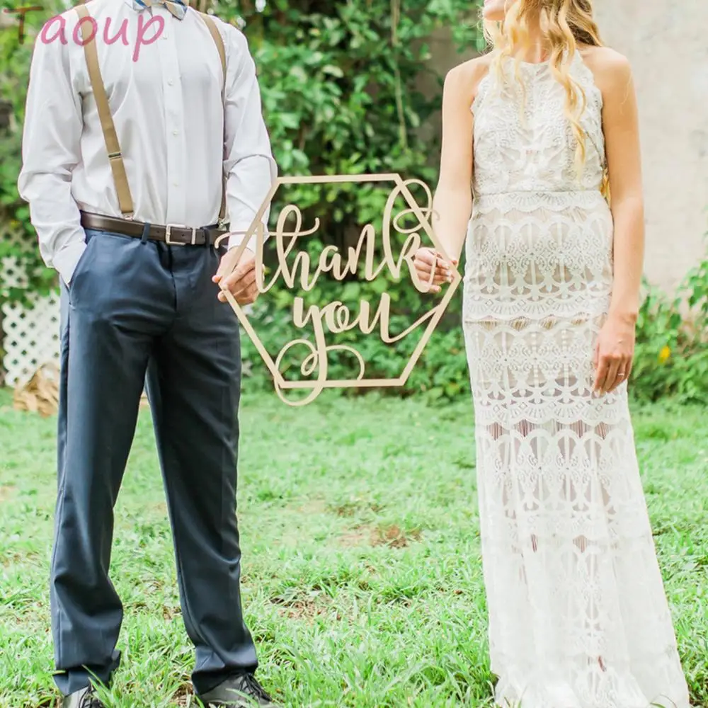 Taoup деревянный полый шестигранник спасибо реквизит для фотографий деревенская