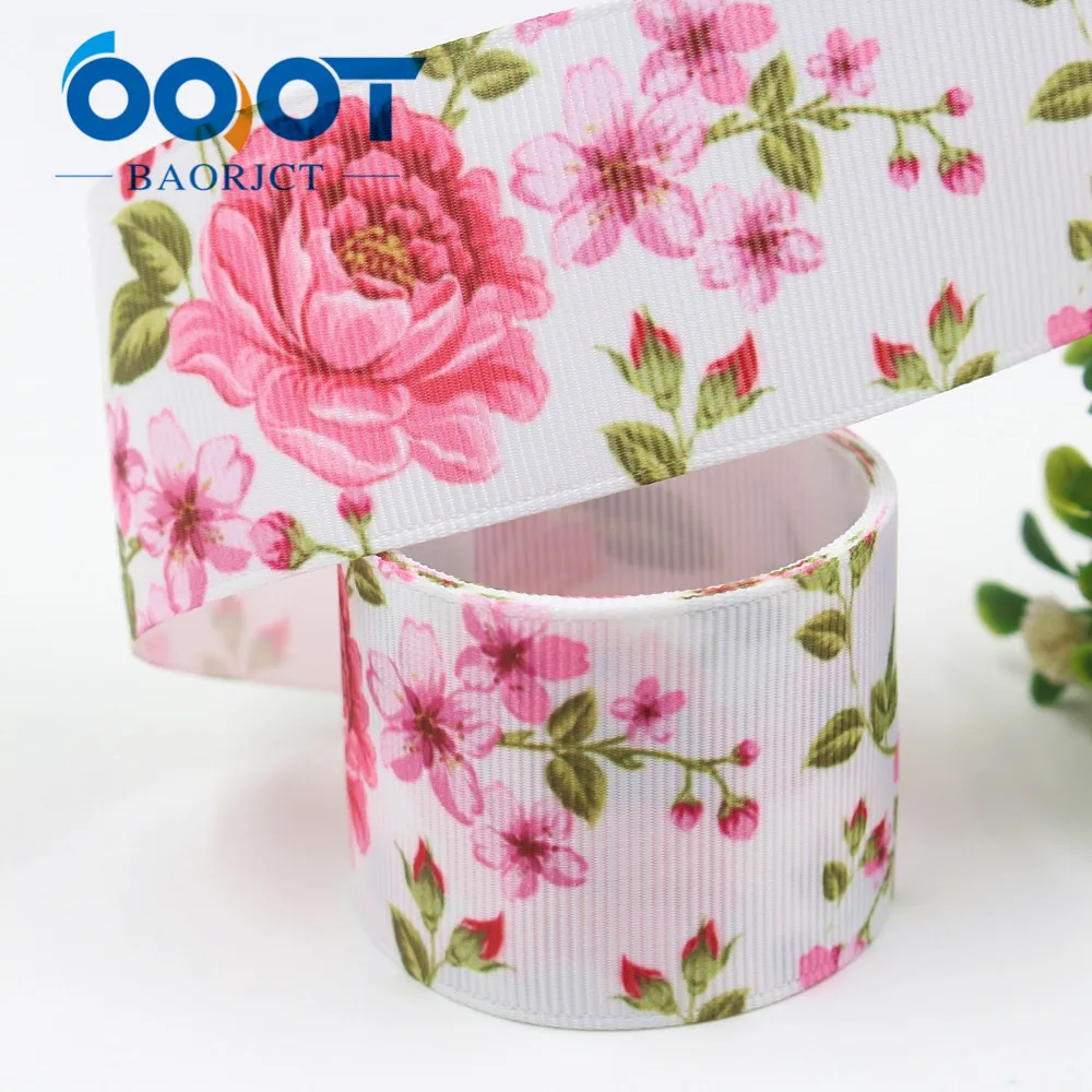 OOOT BAORJCT I-19308-548 38mm 10yards flower Thermal transfer Printed grosgrain Ribbons bow cap DIY accessories decorations | Дом и сад