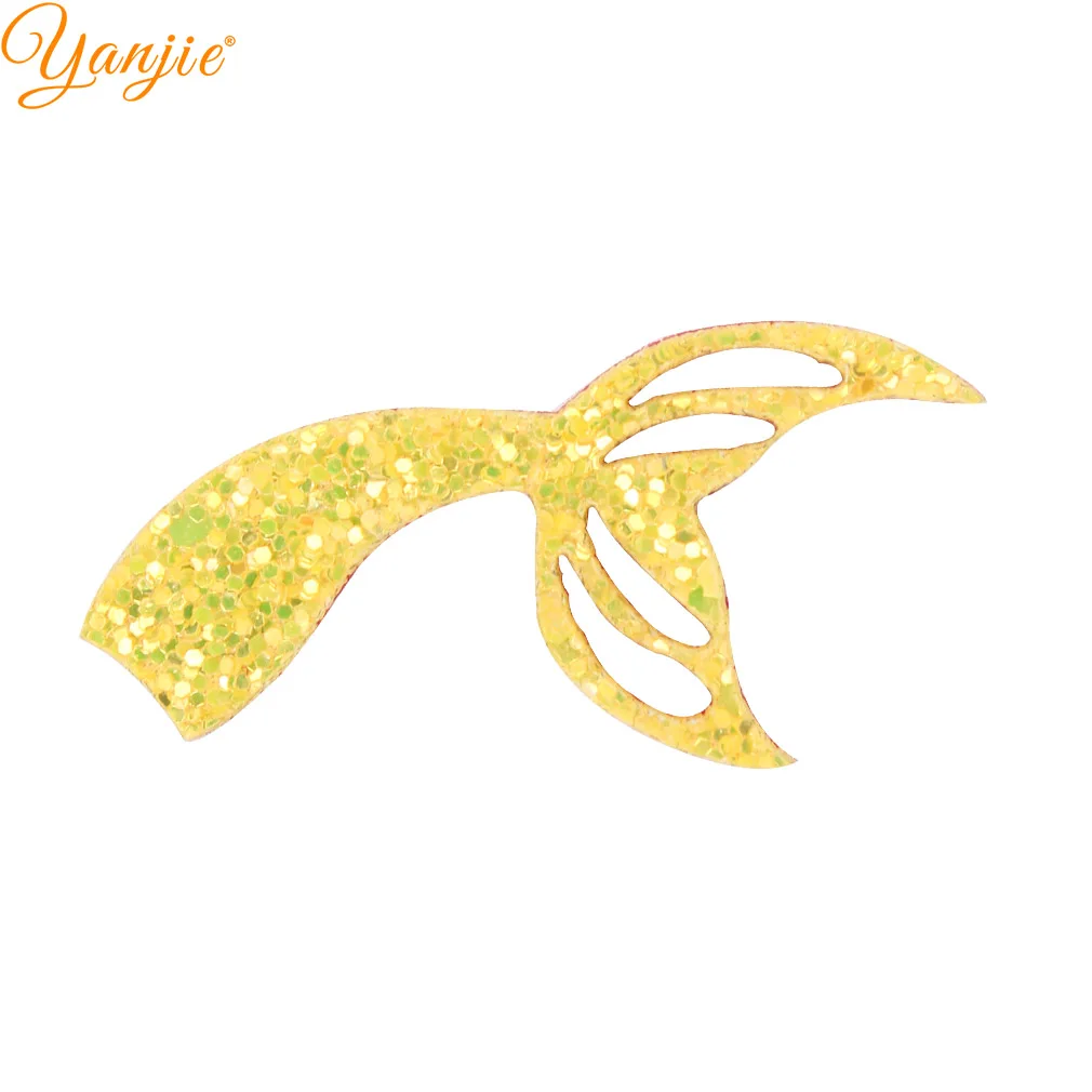 yellow 20 шт./лот, блестящий хвост русалки, фетровые накладки, аппликация для девочек, банты для волос, аксессуары для волос, летняя детская повязка на голову, сделай сам, ремесло - Цвет: yellow