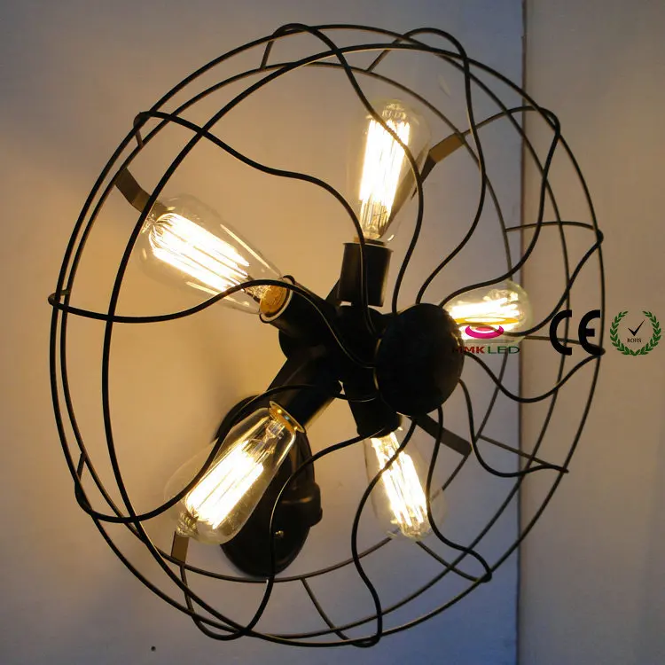 

High quality creative design Retro living room bedroom industrial fan shape Wall lamp E27 AC220V 460*300mm