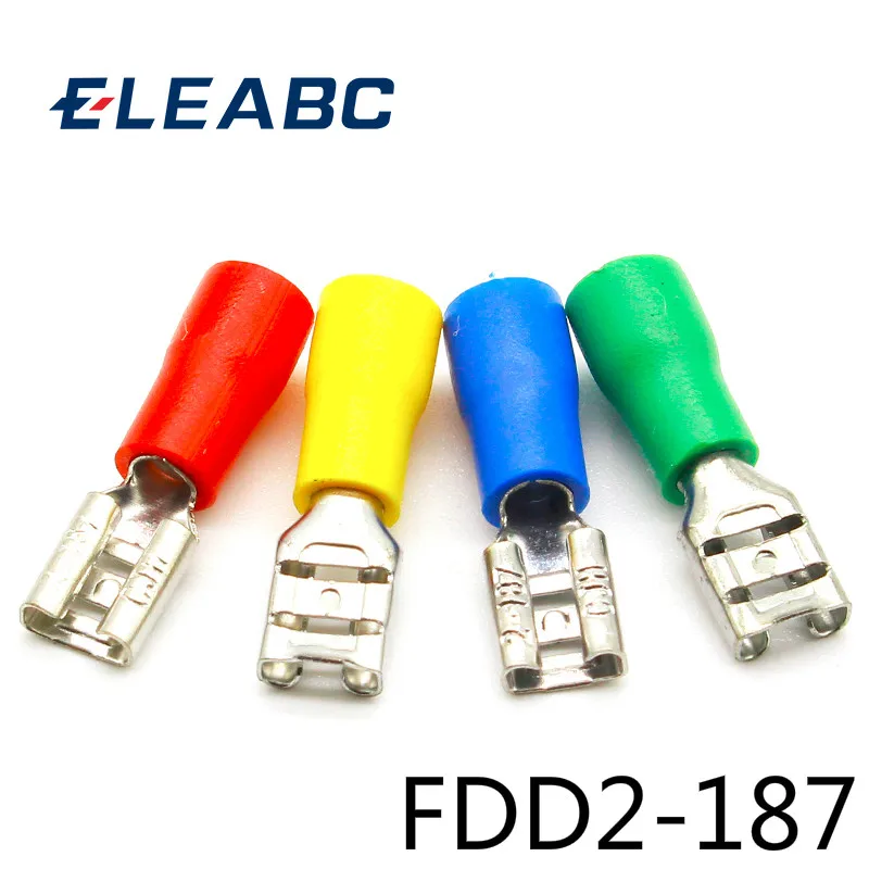 FDD2-187 женский изолированный Электрический обжимная Клемма для 16-14 AWG Разъемы Кабель провод разъема 100 шт./упак. FDD2-187? FDD