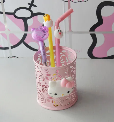 Новая полая металлическая подставка для ручек и карандашей Hello kitty yey-S5007 - Цвет: Pink
