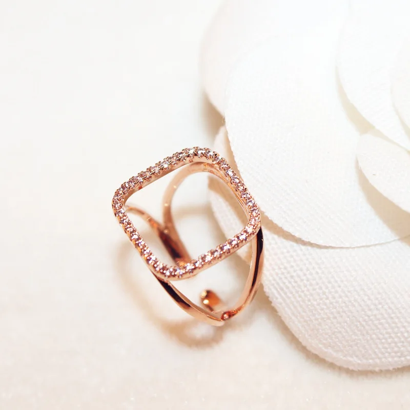 Zirconia Rings For Women Gold Rose Color Double Opening Super Flash Female Retention Plated Jewelryrings | Украшения и аксессуары