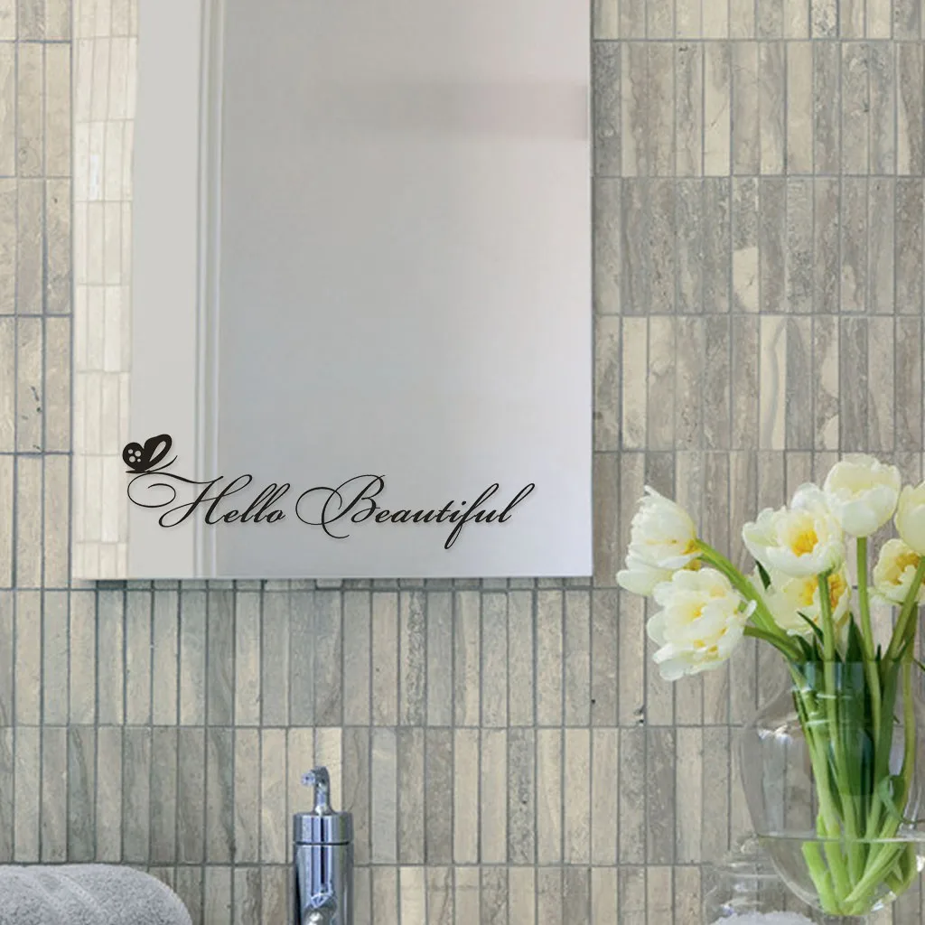 Hello Красивая Зеркальная Наклейка наклейки на стену для салона любовь цитата