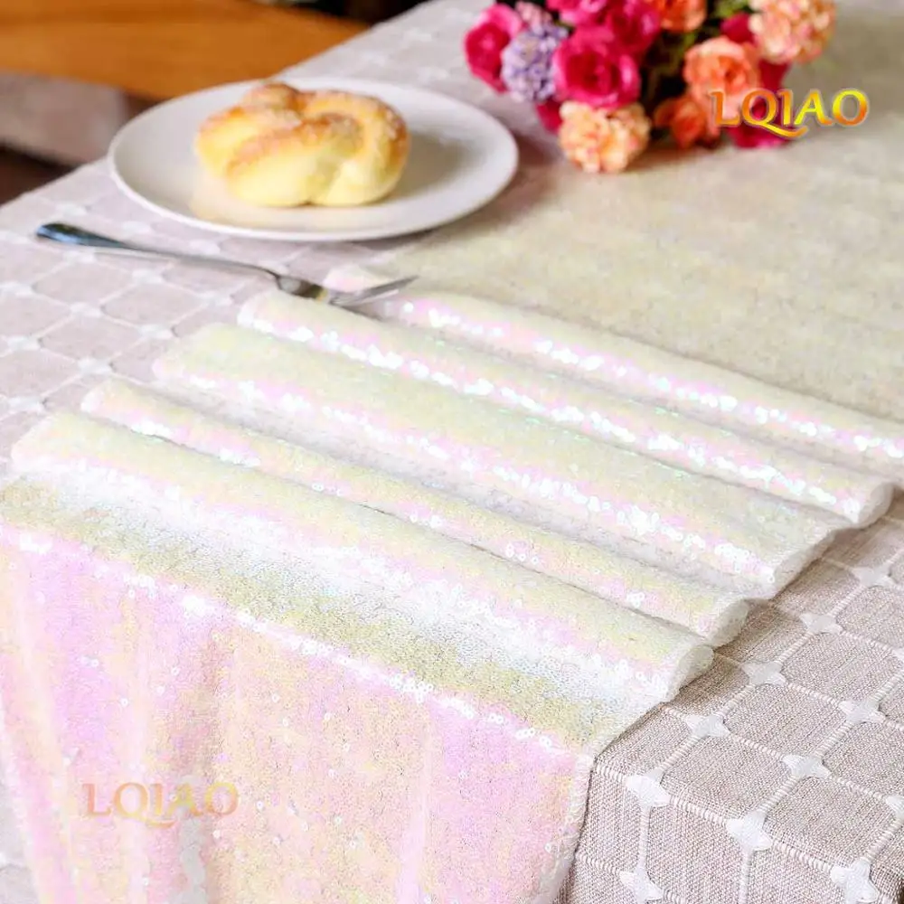 Changed White 1" x 108"(35 см x 275 см) Розовое розовое золото, с пайетками настольная дорожка для свадебной вечеринки рождественские украшения на День Благодарения - Цвет: Changed White