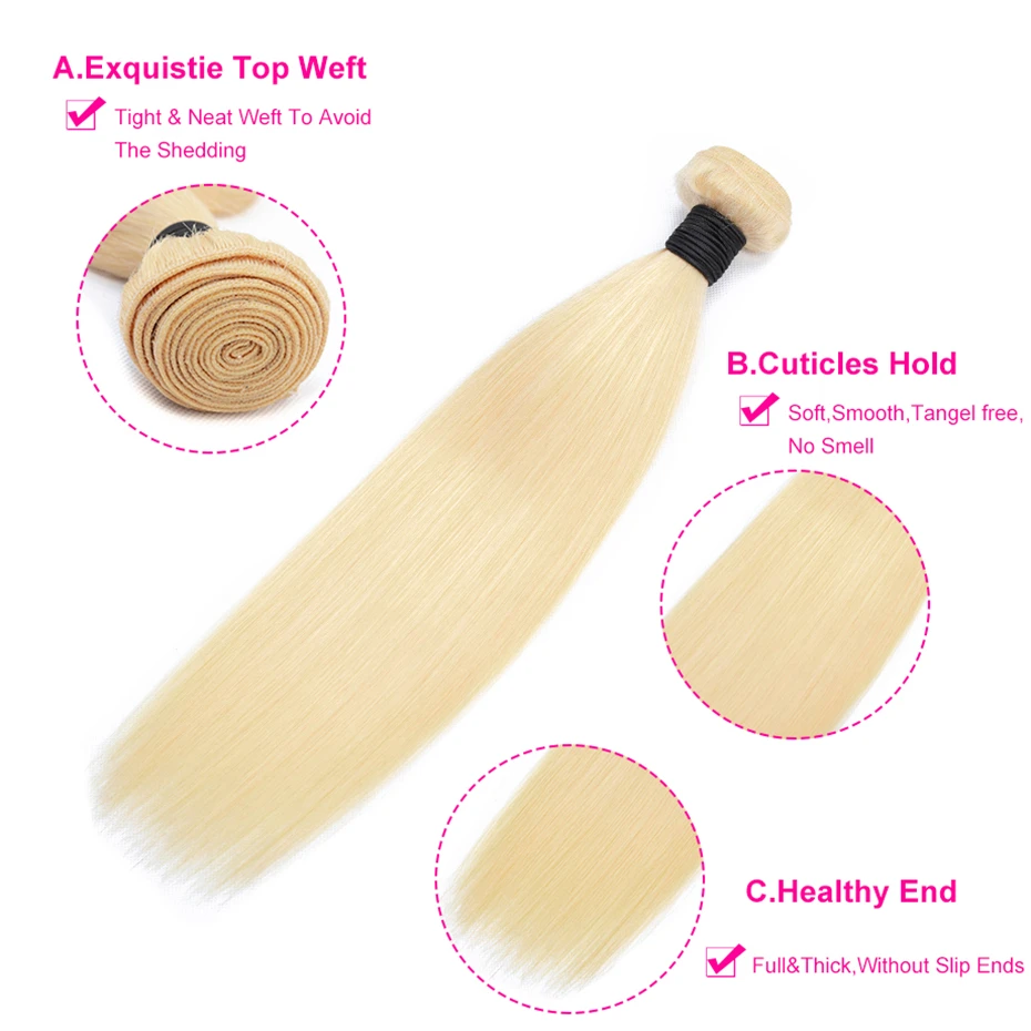 613 блонд пряди с фронтальной прямой волос бразильской человеческих закрытием Remy