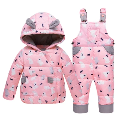 Pink Детские зимние куртки, детские зимние комбинезоны, осенняя куртка-пуховик для девочек, одежда для детей, пальто с героями мультфильмов для малышей, верхняя одежда, комбинезон - Цвет: Pink