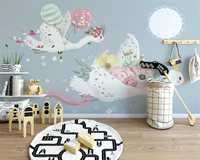 beibehang custom silky papel de parede wallpaper nordic modern minimalist hand painted animal childrens room mural background