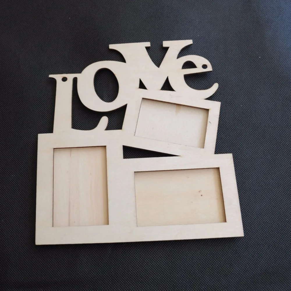 1x Полые Любовь Деревянная семейная фоторамка любовь фотографии DIY домашний декор