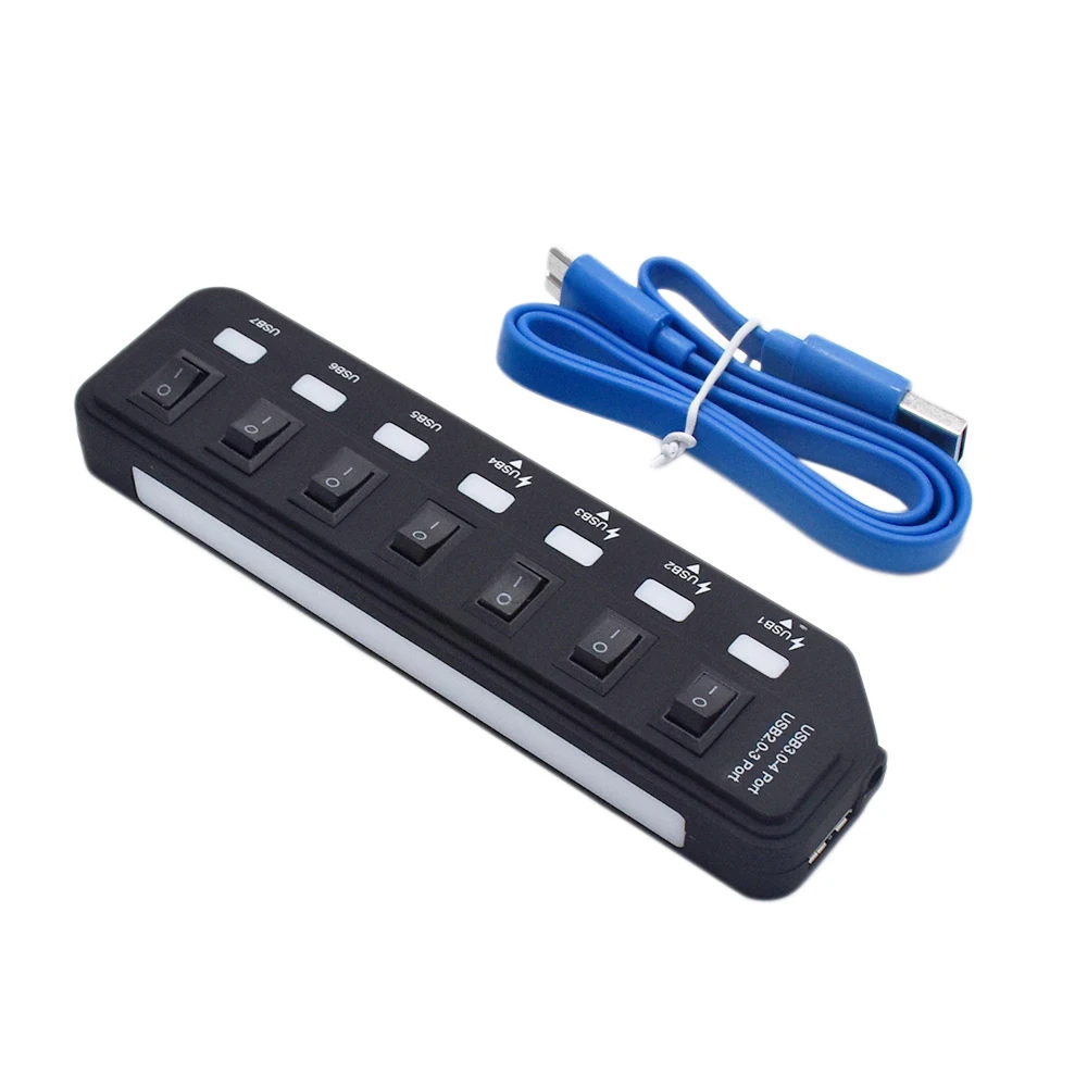 Высокоскоростной USB-разветвитель на 7 портов 3 0 дюйма 5 Гбит/с 2 светодиодов |