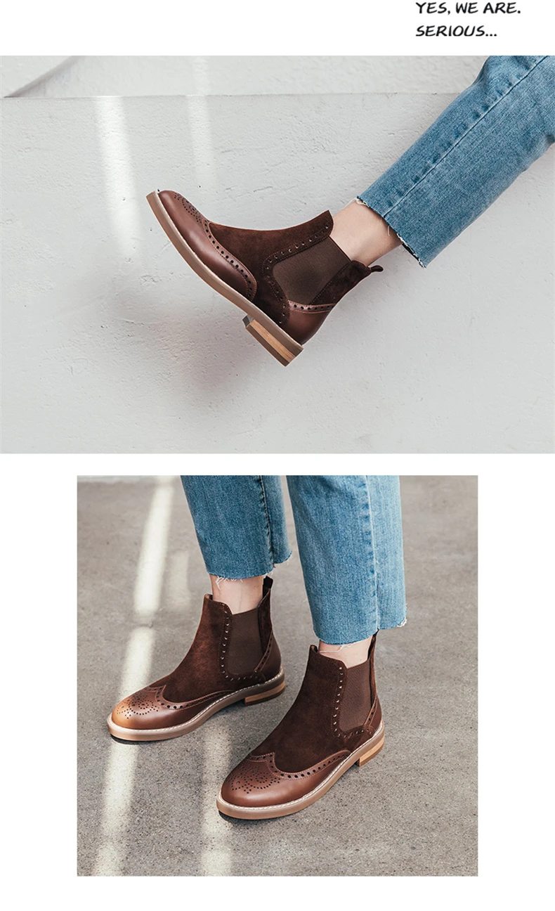 Women Winter cheleas Boots Genuine leather Ankle slipon flat boot woman Short black Boots for women boots