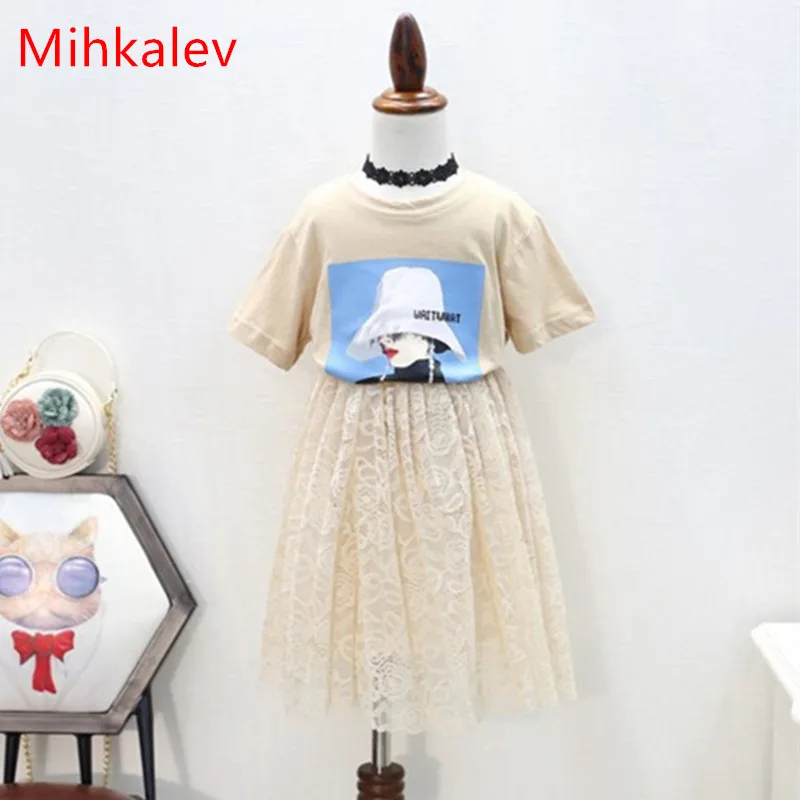 Mihkalev туалетов Комплекты одежды для девочек 2018 летняя детская одежда комплект с