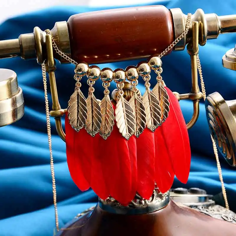 Moonso богемное перо Длинная цепочка свитер ожерелье для женщин Перья Ювелирные