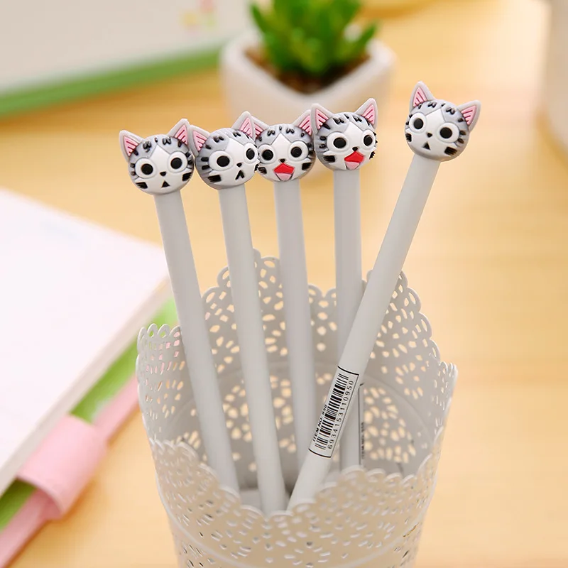 60 шт./лот kawaii ручка Креативные 3D гелевые ручки с сыром и кошкой fos школьные офисные