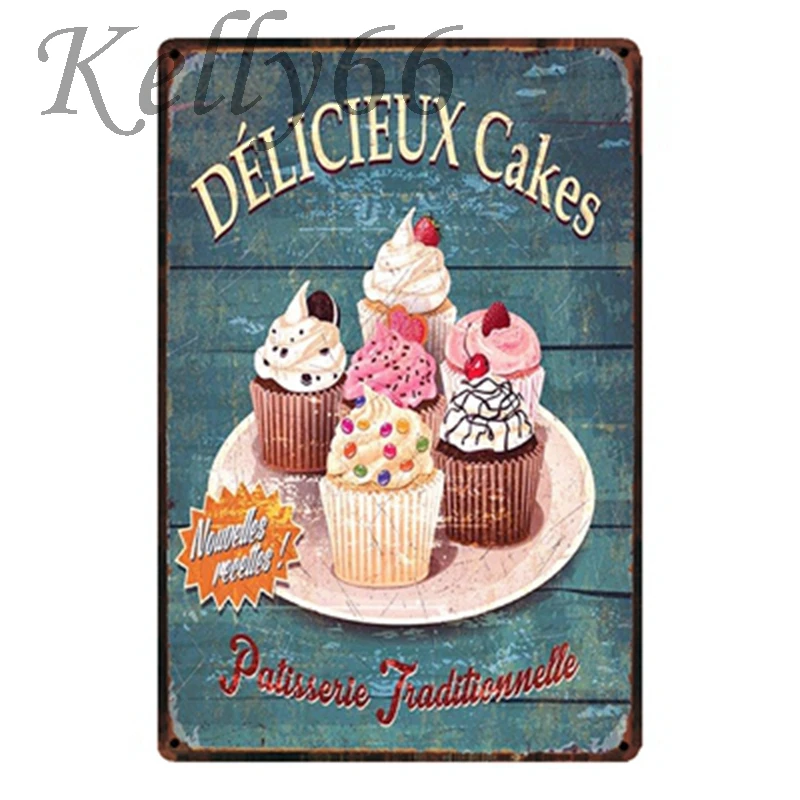

[ Kelly66 ] Delicieux Cakes Metal Sign Tin Poster Home Decor Bar Wall Art Painting 20*30 CM Size y-1513