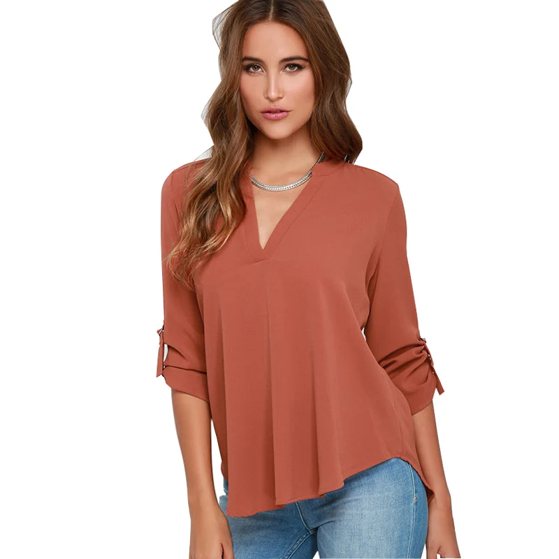 S 5XL 2018 Новая мода Blusas Женская Плюс Размер v образным вырезом свободная женская
