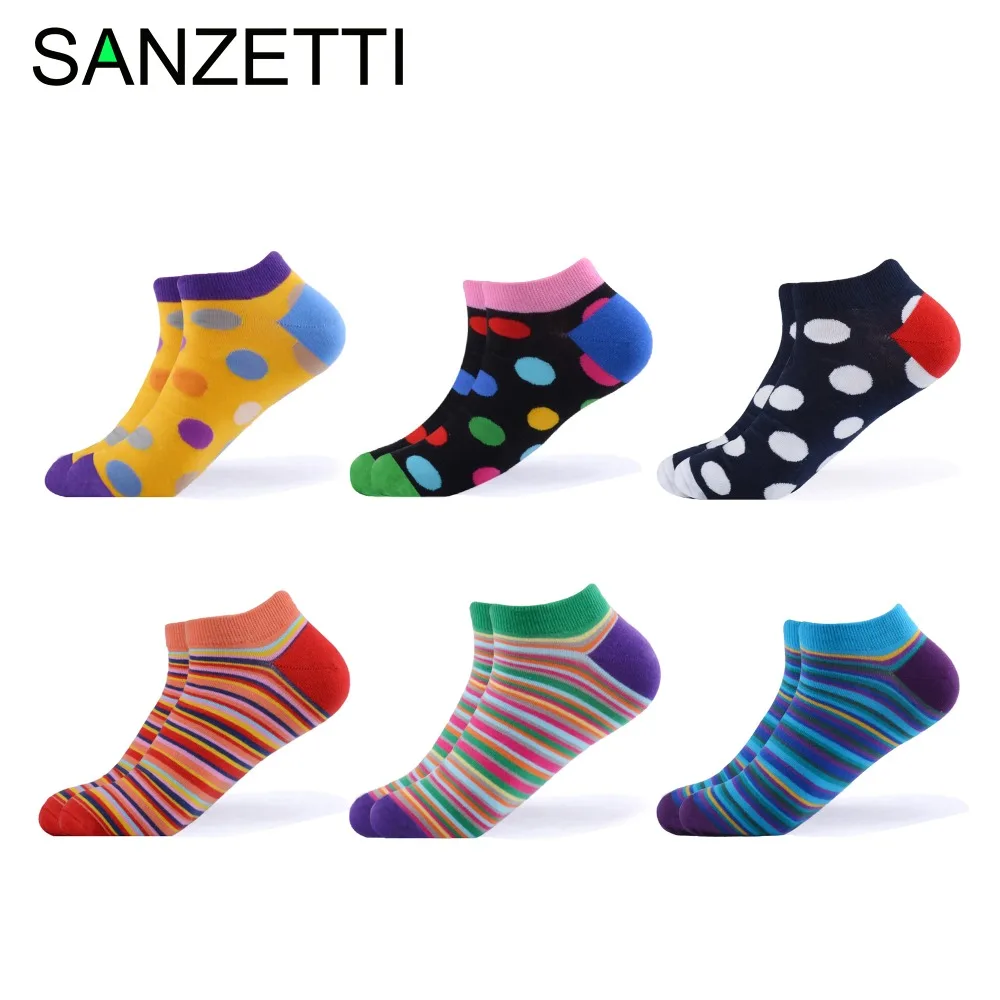 SANZETTI 6 пар/лот повседневные носки для мужчин и женщин хлопковые с разноцветными